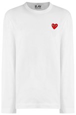 Comme Des Garcons PLAY MENS L/SL T-SHIRT | WHITE/RED HEART